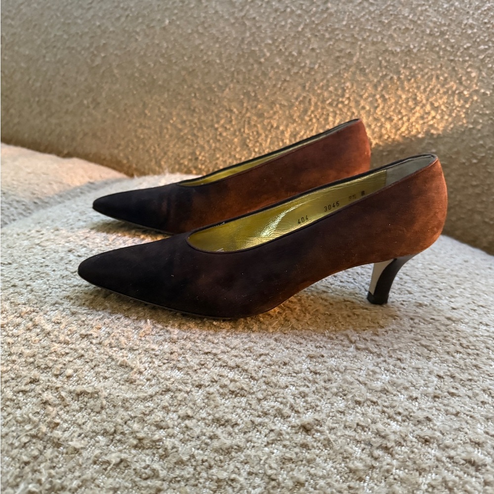 Vintage Italian Brown Suede Women's Heels